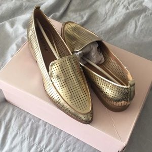 Metallic gold loafers